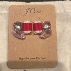J Crew Ribbon and Stone Earrings